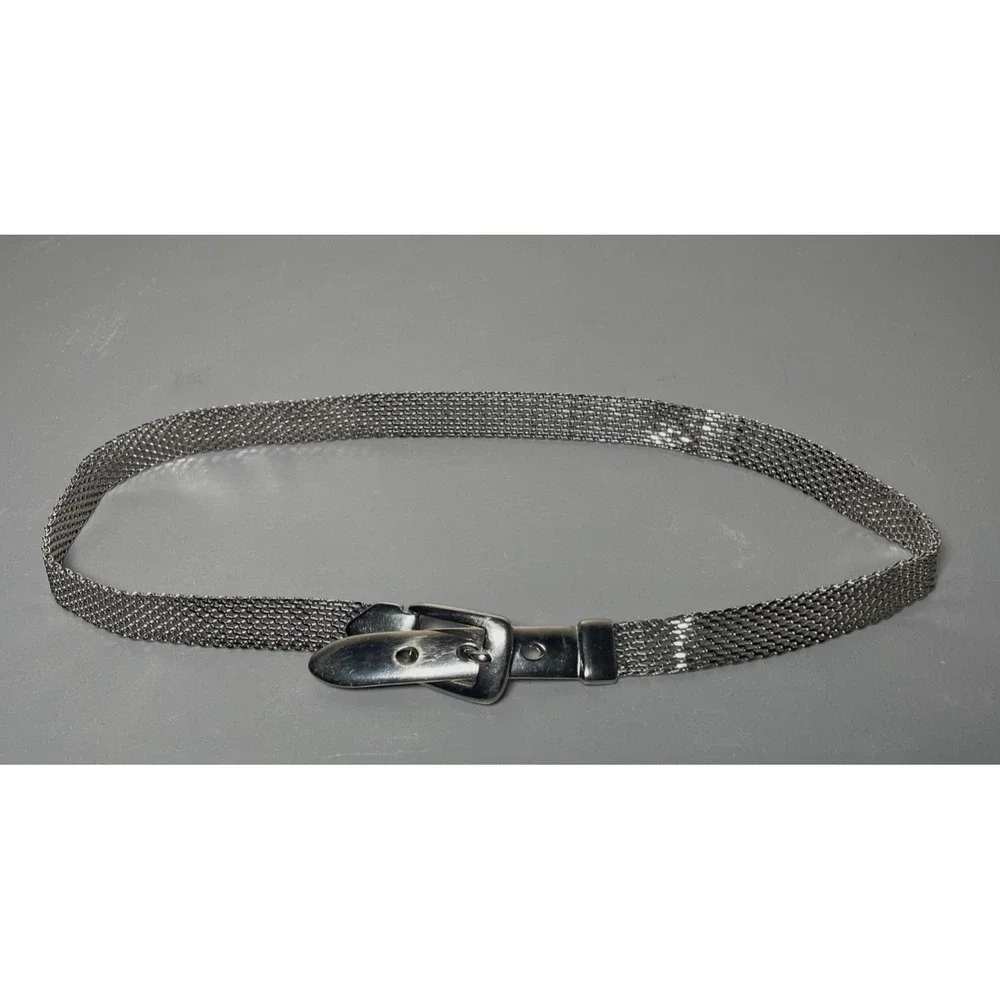 Womens Small‎ Silver Metal Mesh Waist Chain Belt